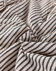 Stripe Knotted Cuff 3/4 Sleeve V-Neck Blouse
