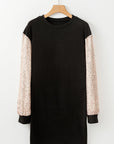 Sequin Patchwork Puff Sleeve Mini Dress