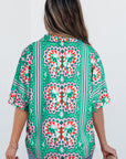 Kamiyah Boho Abstract Striped Collared V Neck Blouse