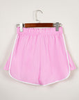 Contrast Trim Pleated High Waist Active Shorts