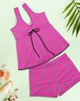 Baha Ranch Hot PInk Lightning Bolt Tankini Boy Shorts Swim Set