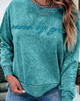 SAVED BY GRACE Embroidered Mineral Wash Sweatshirt