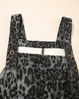 Leopard Adjustable Strap Cropped Overalls