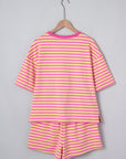 Stripe Terry Knit Top & Shorts Set