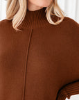 Solid Ribbed Mock Neck Sweater Dress