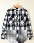 Cecelia Patchwork Drawstring Hooded Shacket