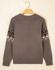 Alana Western Geometric Patterned Crew Neck Knitted Sweater