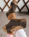 Skylar Pu Leather Wedge Slippers