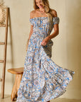 Boho Paisley Off-Shoulder Maxi Dress