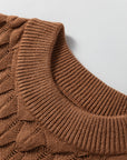 Fish Scale Textured Knit Short Sleeve Sweater