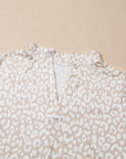 Plus Size Leopard Tab Sleeve V-Neck Top