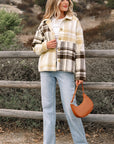 Plaid Patchwork Side Pocket Button-Up Shacket