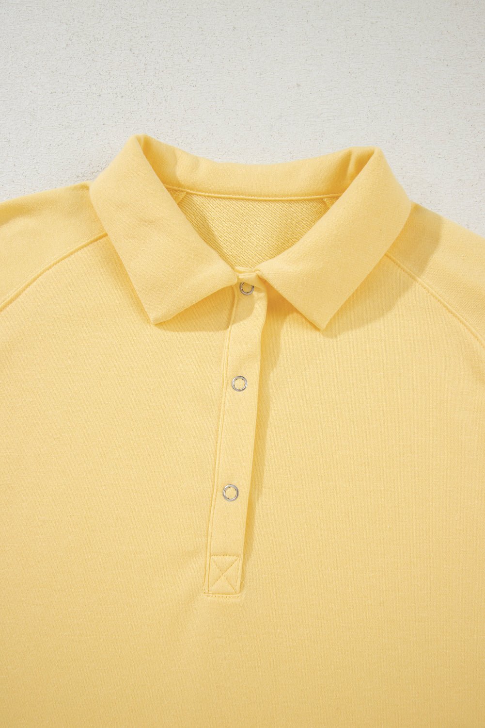 Solid Buttoned Collar Pullover &amp; Shorts Set