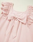 Textured Flutter Sleeve Square Neck Bow Back Dress