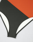 Colorblock Padded Square Neck One Piece Swimsuit