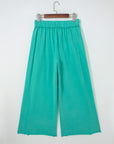 Solid Drawstring Elastic Waist Raw Hem Pants
