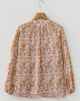 Floral Boho Long Puff Sleeve Buttoned Shirt