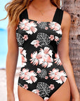 Square Neck Ruched One-Piece Swimsuit