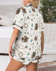 Baha Ranch Boots and Brands Western Cowgirl Cowboy Satin Short Pajama Sets