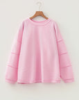 Plus Size Solid Ribbed Drop Shoulder Top
