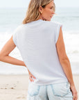 Hannah Crochet Flower Knit Short Sleeve Sweater Top