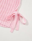 Hollow-out Crochet Tie Side Short Sleeve Sweater