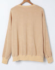 Solid Ribbed Trim Drop Shoulder Oversize Sweatshirt