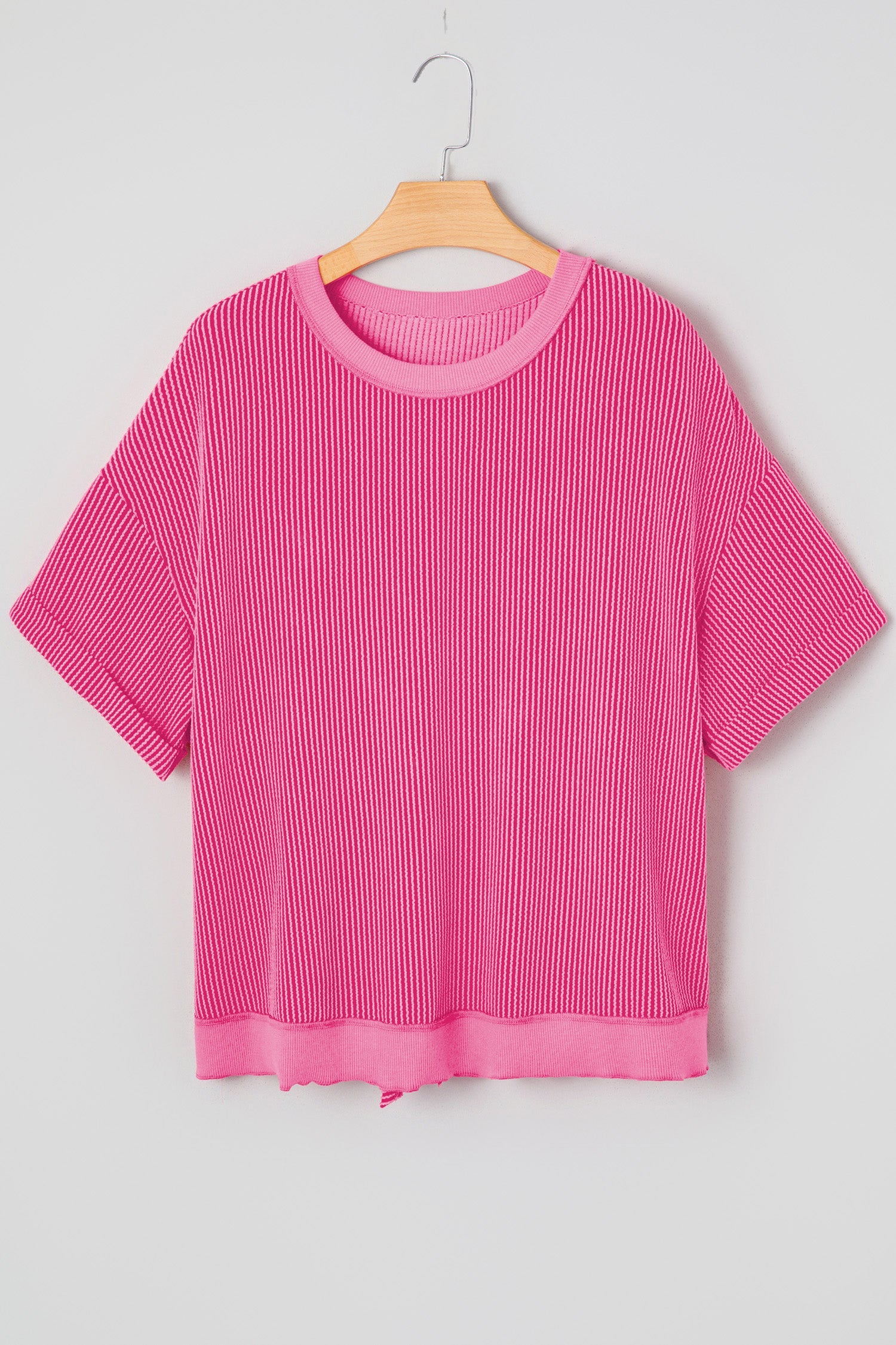 Corded Knit Cutout Bow Tie Back T-Shirt