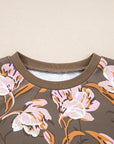 Floral Waffle Textured Long Sleeve Top