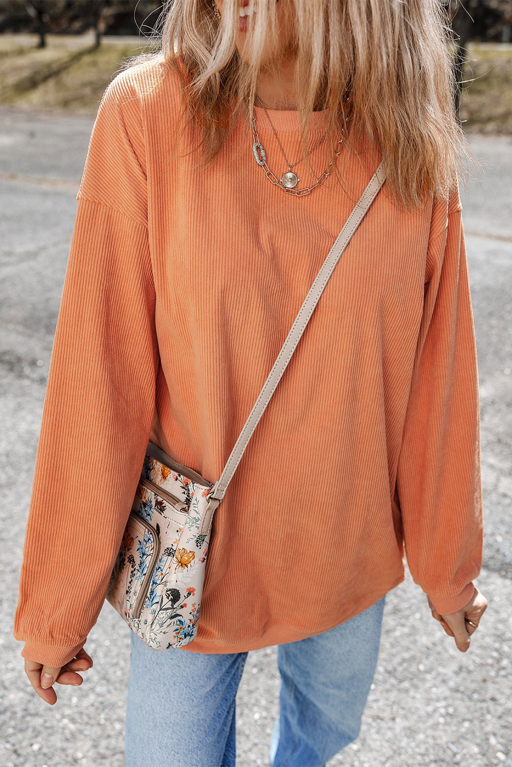 Kamryn Ribbed Corduroy Oversized Sweatshirt