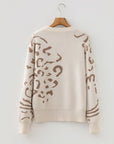 Leopard Asymmetric Drop Shoulder Sweater