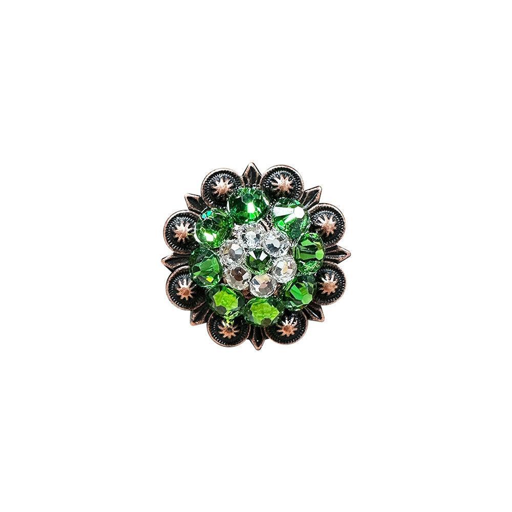 Fern &amp; Clear Copper 1.25" European Crystal Concho