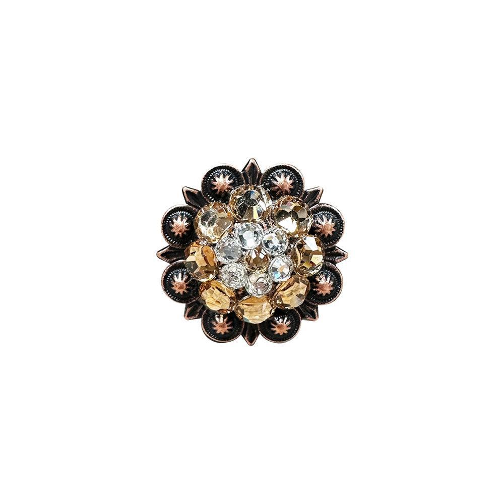 Champagne &amp; Clear Copper 1.25" European Crystal Concho