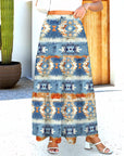 Baha Ranch Blue Aztec Western Prairie Tiered Maxi Skirt
