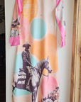 Baha Ranch Retro Pop Western Desert Cowboy Button Up Shirt Dress Duster