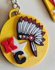 Set of 3 3D Print Chiefs Arrowhead Kc Kansas City Football Keychains Made in America