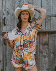 Baha Ranch Retro Pop Western Satin Pajama Set