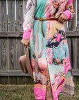 Baha Ranch Retro Pop Western Desert Cowboy Button Up Shirt Dress Duster