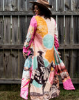 Baha Ranch Retro Pop Western Desert Cowboy Button Up Shirt Dress Duster