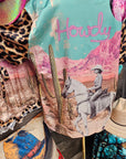 Baha Ranch Retro Pop Western Howdy Desert Cowgirl Satin Pajamas