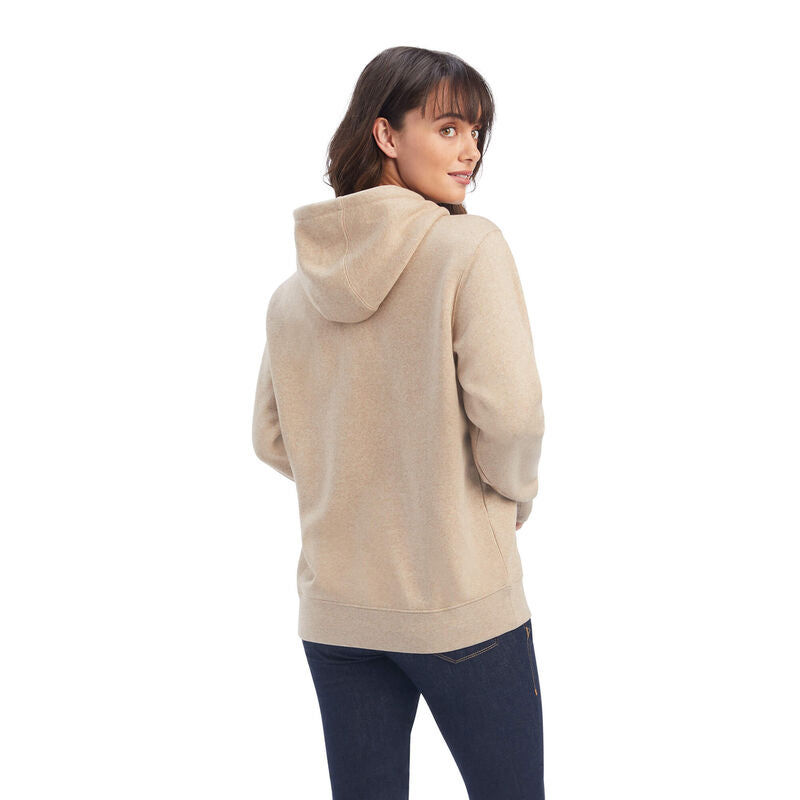 REAL Shield Logo Hoodie-DARK OATMEAL HEATHER