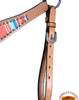 Hilason Western Horse Breast Collar Headstall American Leather Tan Serape Print