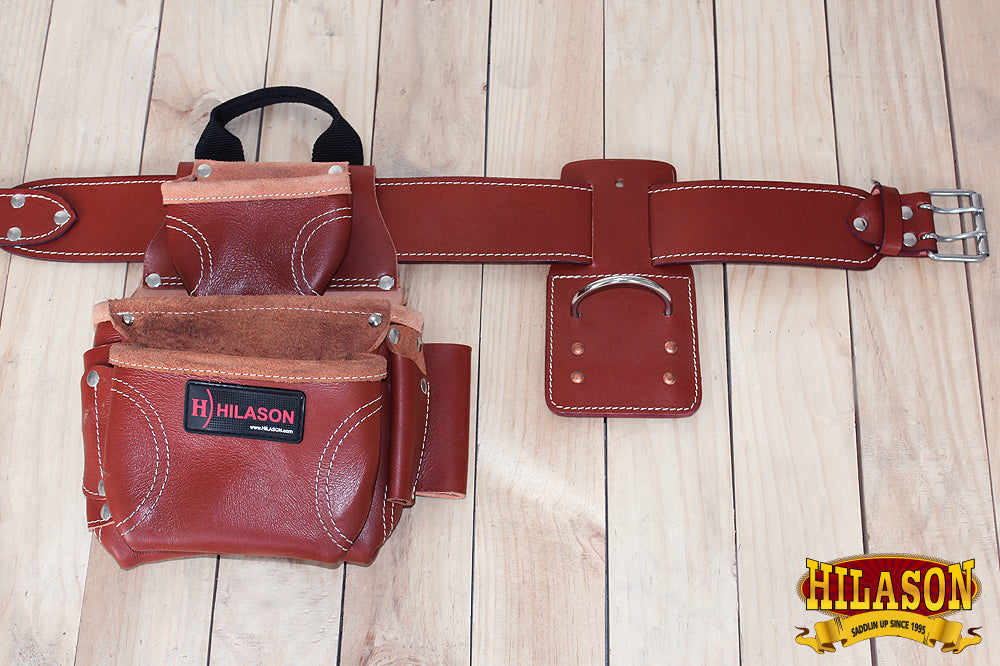 HILASON Leather Tool Bag Construction Handyman Farmers Organizer Storage Bags For Men Electrician Tools Home &amp; Wood Work