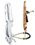 Hilason Western Headstall Horse Leather Rawhide Bosal Reins Bitless Tan
