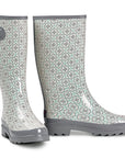 M&F Western Rain Boot Womens Gray Geometric Design Round Toe Jayla Style