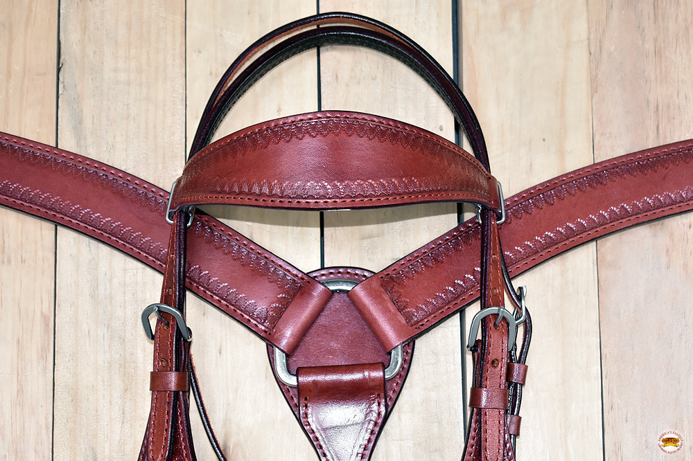 HILASON Western Genuine American Leather Horse Headstall &amp; Breast Collar Set
