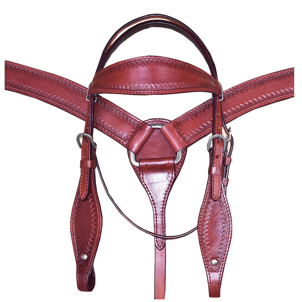 HILASON Western Genuine American Leather Horse Headstall &amp; Breast Collar Set