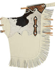 Hilason Western Bull Riding Chinks Chaps Adult Pro Rodeo Bronc Leather White