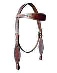 HILASON Western Horse Headstall Breast Collar Set Tack Genuine American Leather Barb Wire Rough Out Dark Brown