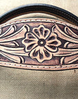HILASON Western Horse Leather Headstall & Breast Collar Set Floral Roughout Dark Brown
